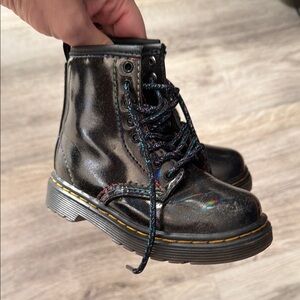 Dr. Martens Kids Black Boots with Multicolor Laces